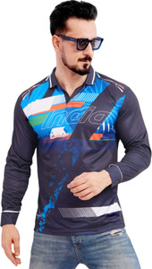 NTIFIC Printed Men Polo Neck Multicolor T-Shirt