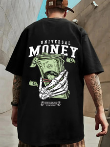 Benny Brooks Printed Men Round Neck Black T-Shirt