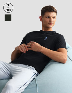 U.S. POLO ASSN. Solid Men Crew Neck Black T-Shirt