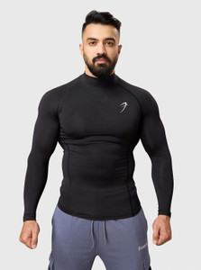 FuaarK Solid Men High Neck Black T-Shirt