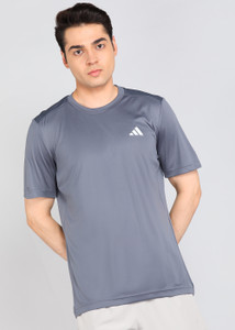 ADIDAS Printed Men Crew Neck Black T-Shirt