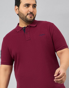 Austivo Solid Men Polo Neck Maroon T-Shirt
