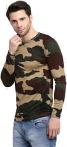 ARMISTO Military Camouflage Men Round Neck Dark Green T-Shirt