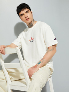 MAX Printed Men Round Neck White T-Shirt