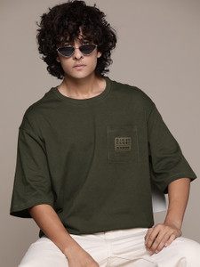 Roadster Solid Men Round Neck Green T-Shirt - Image 6