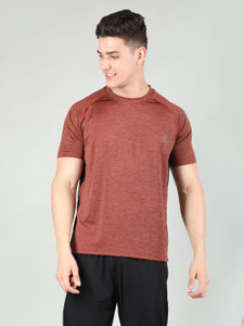CHKOKKO Solid Men Round Neck Orange T-Shirt