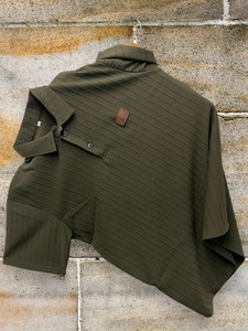 SOLSTICE Self Design Men Polo Neck Green T-Shirt
