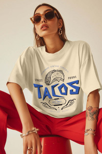 जुनबेरी महिलाओं के लिए गोल गला प्रिंटेड बेज टी-शर्ट