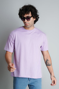 FARBOT Solid Men Round Neck Purple T-Shirt