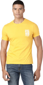 Wrangler Solid Men Crew Neck Yellow T-Shirt