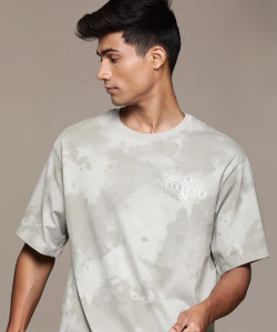 Roadster Conversational Men Round Neck Grey T-Shirt