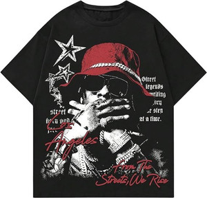 annnackel Black Graphic Print Men Round Neck T-Shirt - Image 6