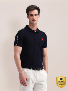 U.S. POLO ASSN. Solid Men Polo Neck Blue T-Shirt - Image 6