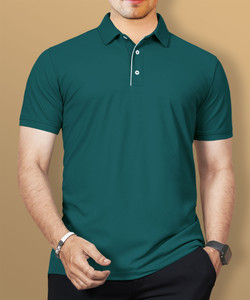 VeBNoR Solid Men Polo Neck Green T-Shirt