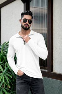 AP CLOTHING Solid Men High Neck Black T-Shirt