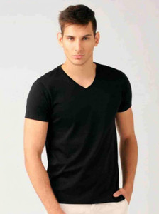 Nilan Solid Men V Neck Black T-Shirt