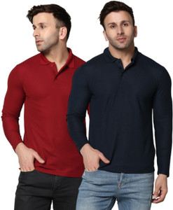 INKKR Solid Men Polo Neck Multicolor T-Shirt