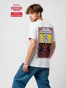 METRONAUT Printed Men Round Neck White T-Shirt