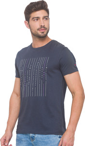 BEING HUMAN Printed, Typography Men Round Neck Grey T-Shirt