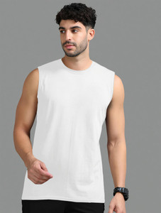 HouseOfCommon Solid Men Round Neck White T-Shirt