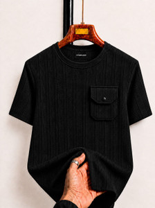 COMBRAIDED Men Black Round Neck T-Shirt - Image 5