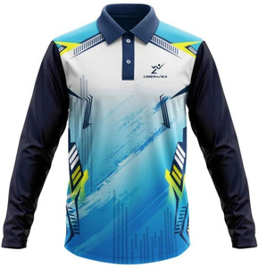 dhaari by unique creation Printed Men Polo Neck Blue T-Shirt