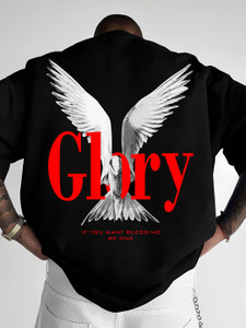 एरिको पुरुषों के लिए गोल गला ग्राफिक प्रिंट, टाइपोग्राफी, प्रिंटेड काला टी-शर्ट