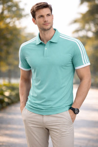 GRATITUDE ROCK Solid Men Polo Neck Light Green T-Shirt