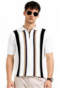 MOHICANS Multicolor Striped Polo Neck T-Shirt - Image 6