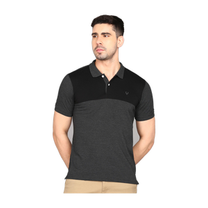 Allen Solly Colorblock Men Polo Neck Grey T-Shirt