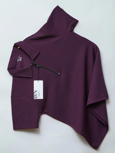 N AND J Colorblock Men Zip Neck Purple T-Shirt - Image 5