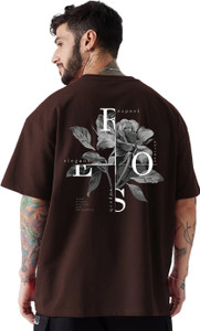HADAR Graphic Print Men Round Neck Brown T-Shirt