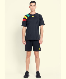 ADIDAS Printed Men Crew Neck Black T-Shirt