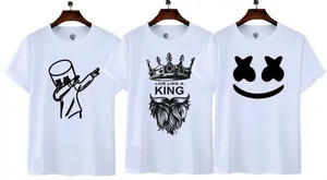 F N D Typography Men Round Neck White T-Shirt