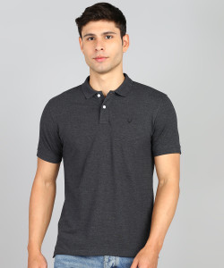 Allen Solly Solid Men Polo Neck Black T-Shirt