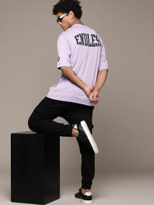 Roadster Printed Men Round Neck Purple T-Shirt