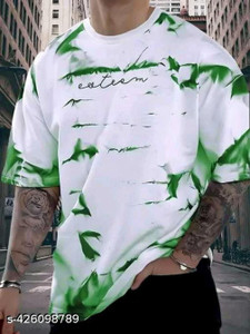 SEIZN Printed Men Round Neck Green, White T-Shirt