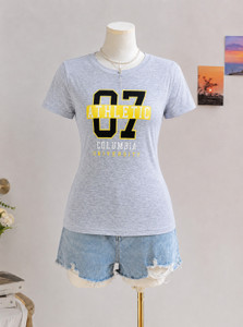 Fabflee Printed Women Round Neck Grey T-Shirt
