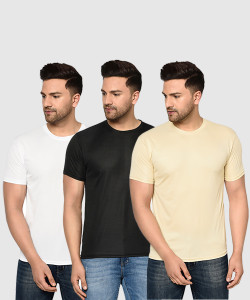 InkTees Solid Men Round Neck Multicolor T-Shirt