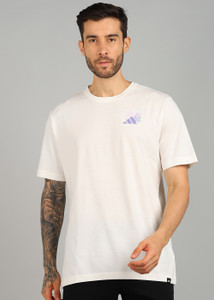 ADIDAS Solid Men Round Neck White T-Shirt