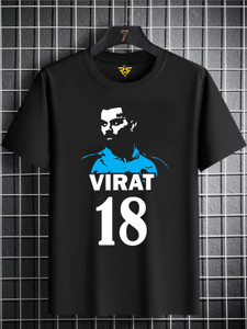 RS Print Graphic Print Men Round Neck Black T-Shirt