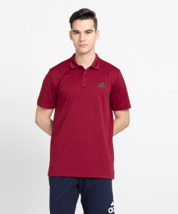 ADIDAS Printed Men Polo Neck Red T-Shirt
