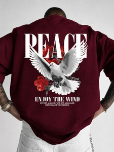 FastColors Printed Men Round Neck Maroon T-Shirt