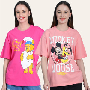 DreamBe Printed Women Round Neck Multicolor T-Shirt