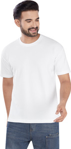 Rautelas Co Solid Men Round Neck White T-Shirt