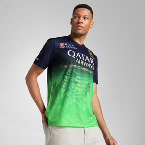 PUMA Printed Men V Neck Blue T-Shirt