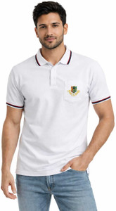 REAL DAD Solid Men Polo Neck White T-Shirt