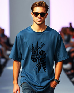 AUSK Printed Men Round Neck Blue T-Shirt