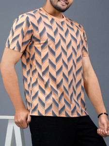 EyeBogler Printed Men Round Neck Orange T-Shirt