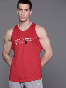 HRX by Hrithik Roshan Printed Men Round Neck Red T-Shirt